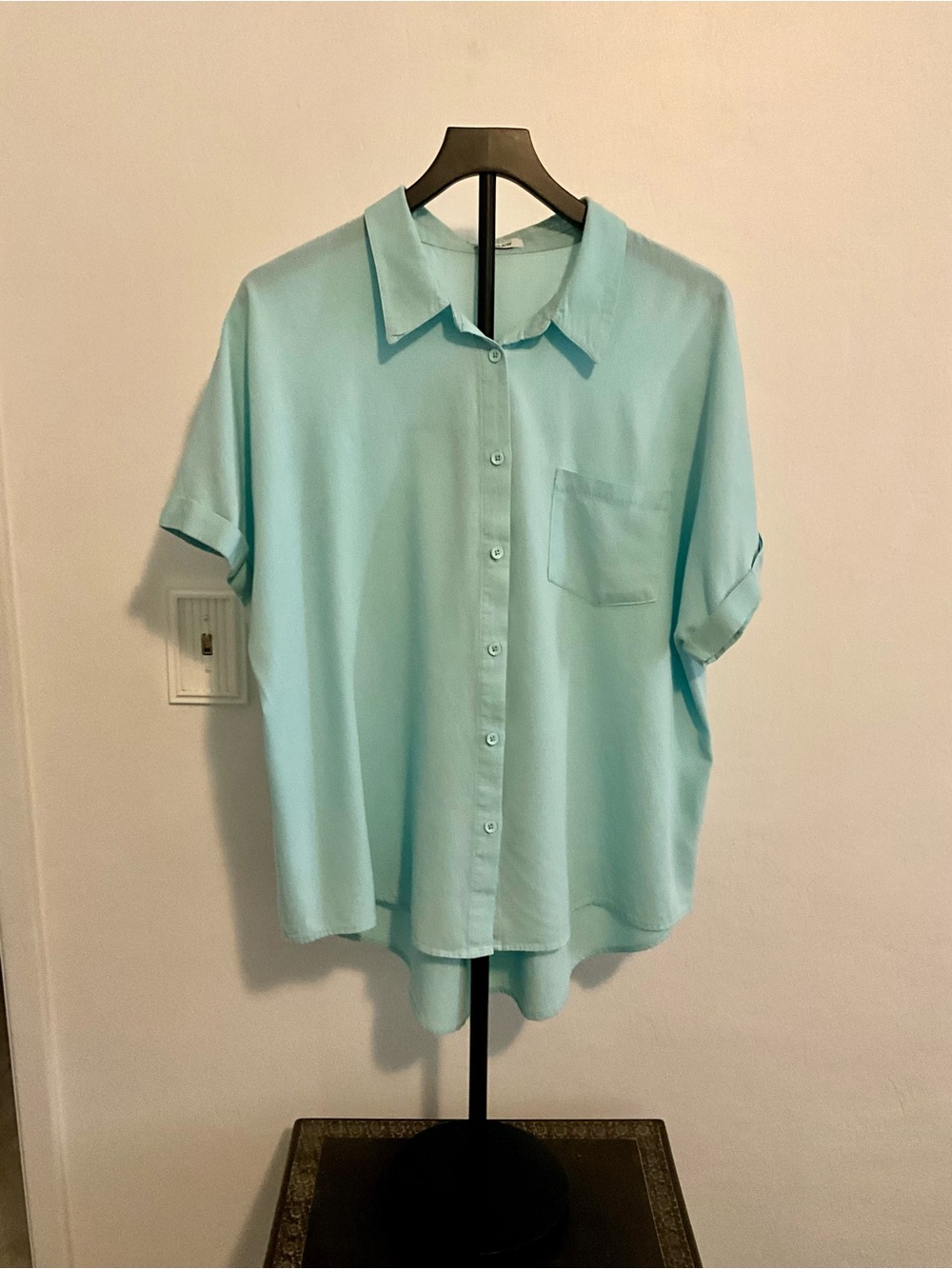 Teal Relaxed Button-Front Blouse - APRAW